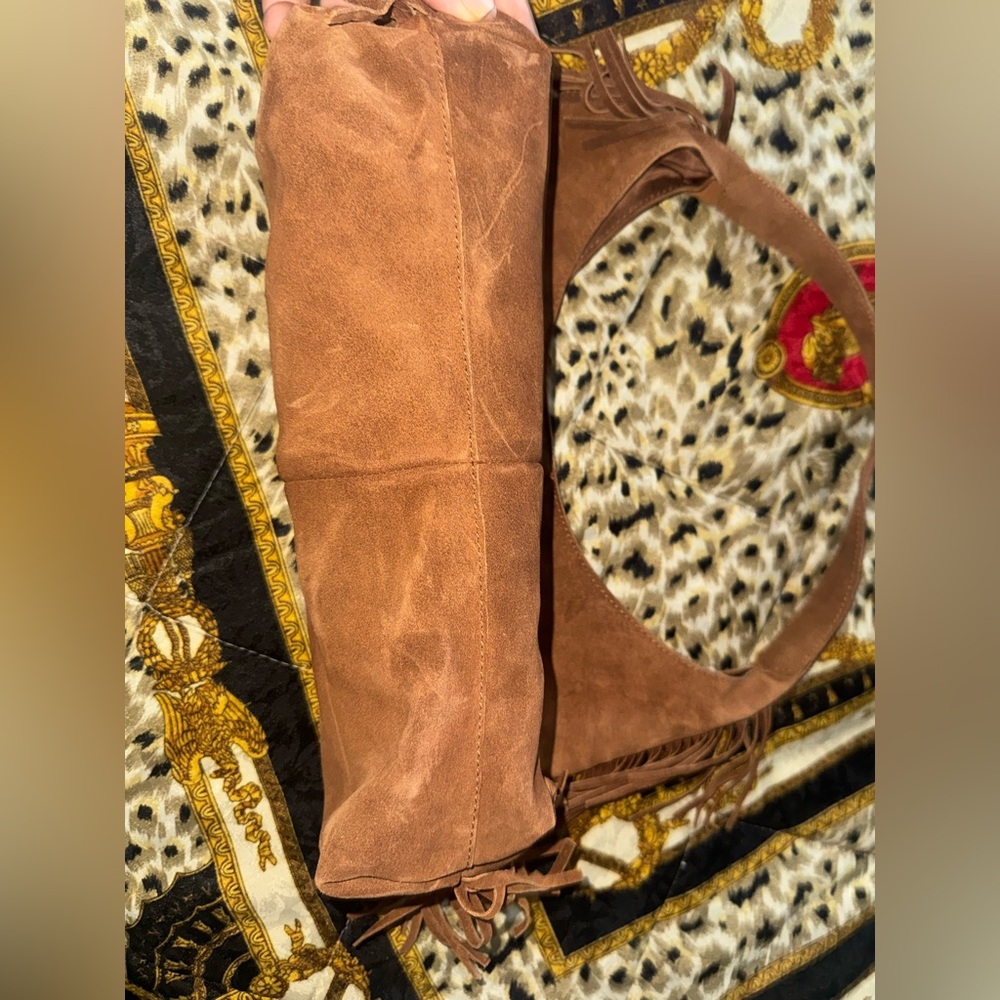 Haute hippie Brown suede shoulder bag with fringe - Picture 7 of 8